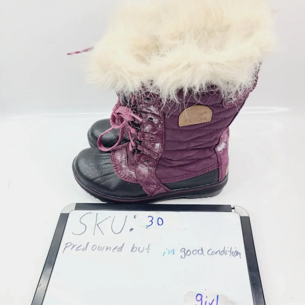 Sorel Girl's Purple Tofino Li NY2325-562 Fur‎ Mid-Calf Winter Snow Boot Size 4